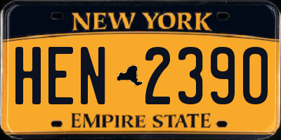 NY license plate HEN2390
