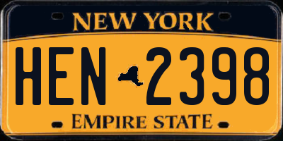 NY license plate HEN2398