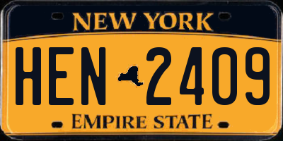 NY license plate HEN2409