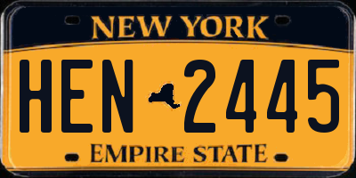NY license plate HEN2445