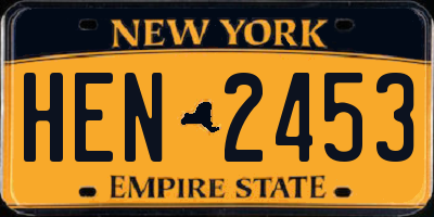 NY license plate HEN2453