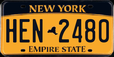 NY license plate HEN2480