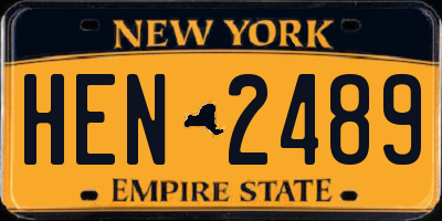 NY license plate HEN2489