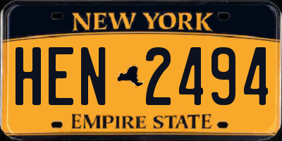NY license plate HEN2494