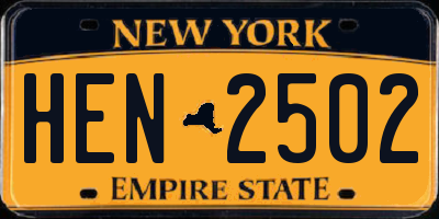 NY license plate HEN2502