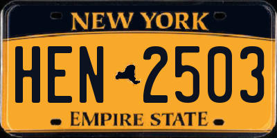 NY license plate HEN2503