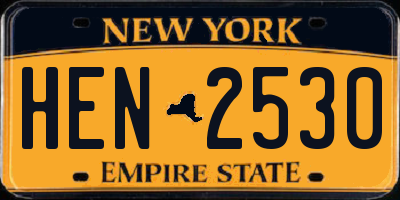 NY license plate HEN2530