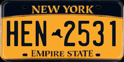 NY license plate HEN2531