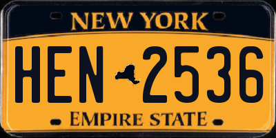 NY license plate HEN2536