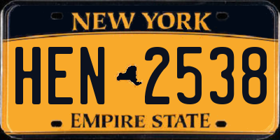 NY license plate HEN2538