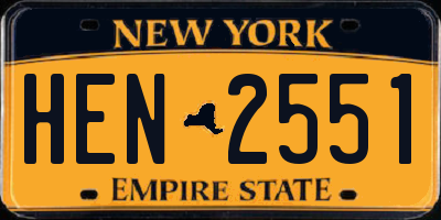 NY license plate HEN2551