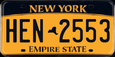 NY license plate HEN2553