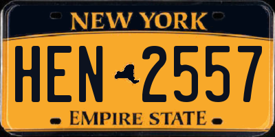 NY license plate HEN2557