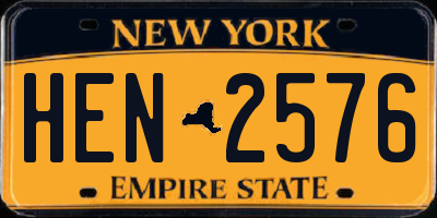 NY license plate HEN2576
