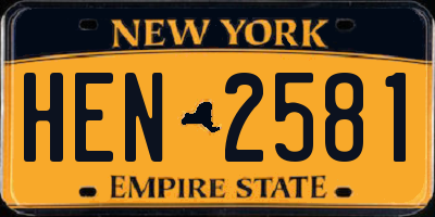 NY license plate HEN2581