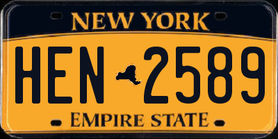 NY license plate HEN2589