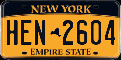 NY license plate HEN2604