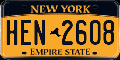 NY license plate HEN2608