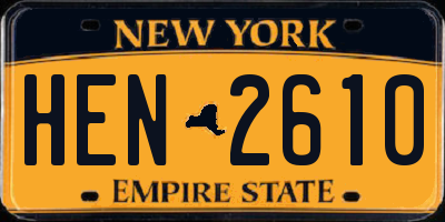 NY license plate HEN2610