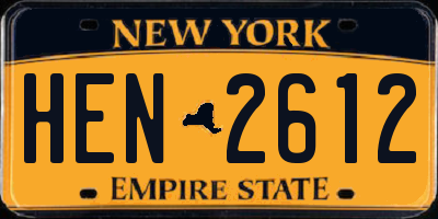 NY license plate HEN2612