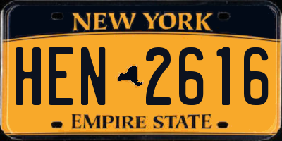NY license plate HEN2616