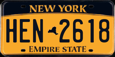 NY license plate HEN2618