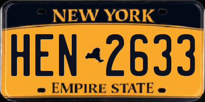 NY license plate HEN2633