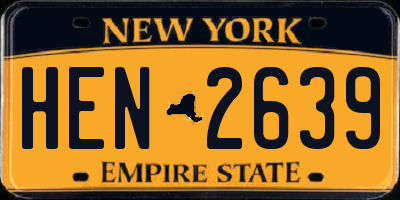 NY license plate HEN2639