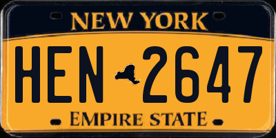 NY license plate HEN2647