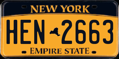 NY license plate HEN2663