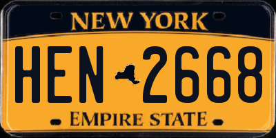NY license plate HEN2668
