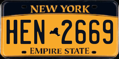 NY license plate HEN2669