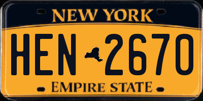 NY license plate HEN2670