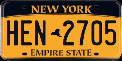NY license plate HEN2705