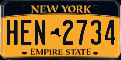 NY license plate HEN2734