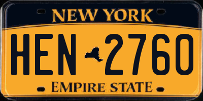 NY license plate HEN2760