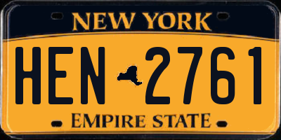NY license plate HEN2761