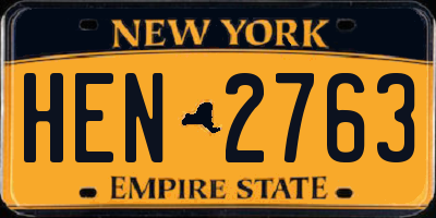 NY license plate HEN2763