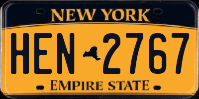 NY license plate HEN2767