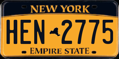 NY license plate HEN2775