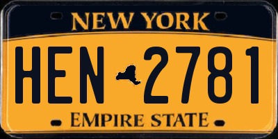 NY license plate HEN2781