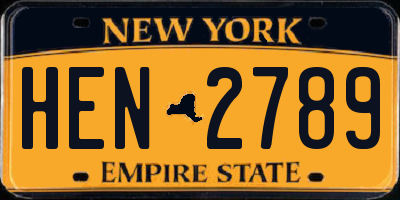 NY license plate HEN2789