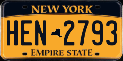 NY license plate HEN2793