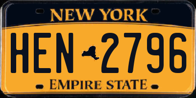 NY license plate HEN2796