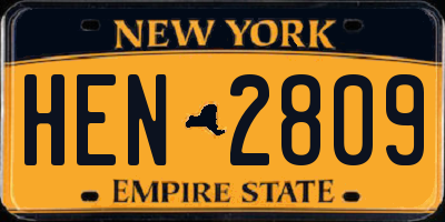 NY license plate HEN2809