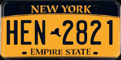 NY license plate HEN2821