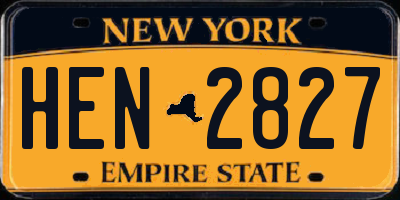 NY license plate HEN2827