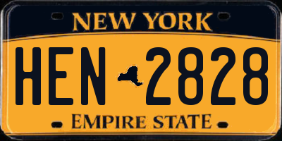 NY license plate HEN2828