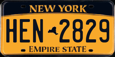 NY license plate HEN2829