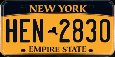 NY license plate HEN2830
